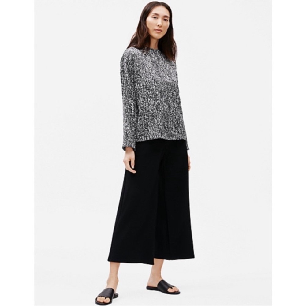 Eileen Fisher Funnel Neck Prism Silk Organic Cotton Blouse Top - Picture 3 of 8